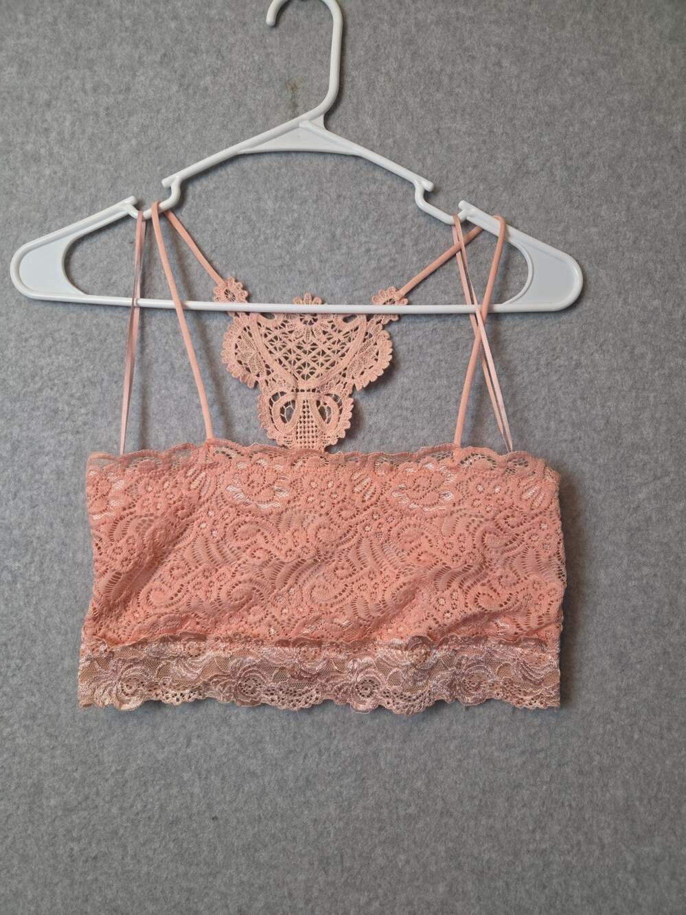 Flying Tomato Peach Lace Strappy Rayon Bralette Cami Women's Medium Stretch